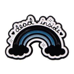 Dead Inside Dull Black Rainbow Enamel Pin Dark Goth